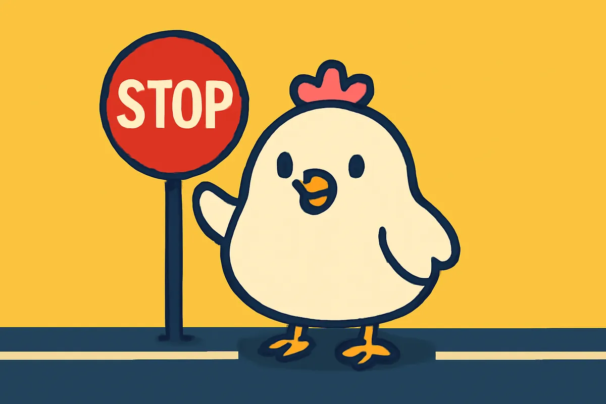 Illustration: Das Huhn zeigt ein Stoppschild als klare Verlustgrenze